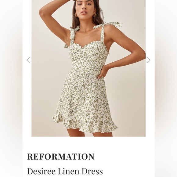 Reformation Green and White Sweetheart Sundress size 10 - Picture 1 of 9
